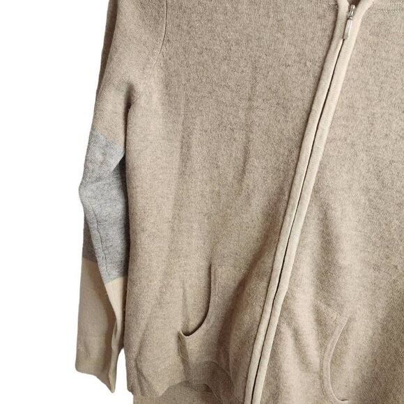 C.Cashmere Bloomingdale's NWOT Colorblock 2 Ply Cashmere Zip Up Jacket Ultra Sof - Picture 4 of 8